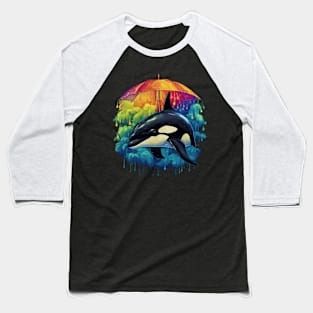 Orca Rainy Day With Umbrella Baseball T-Shirt